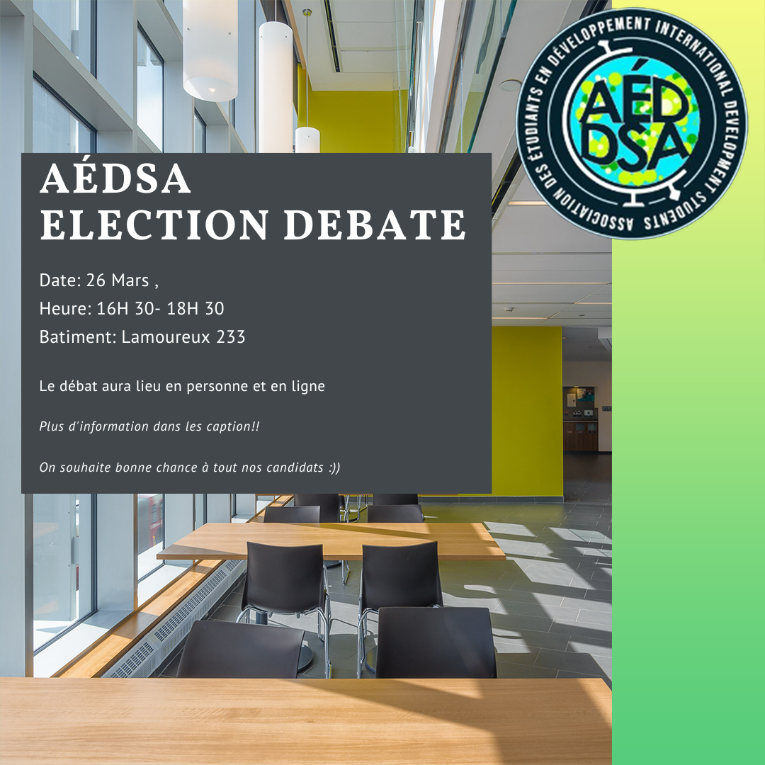 AEDSA election debate promotional graphic