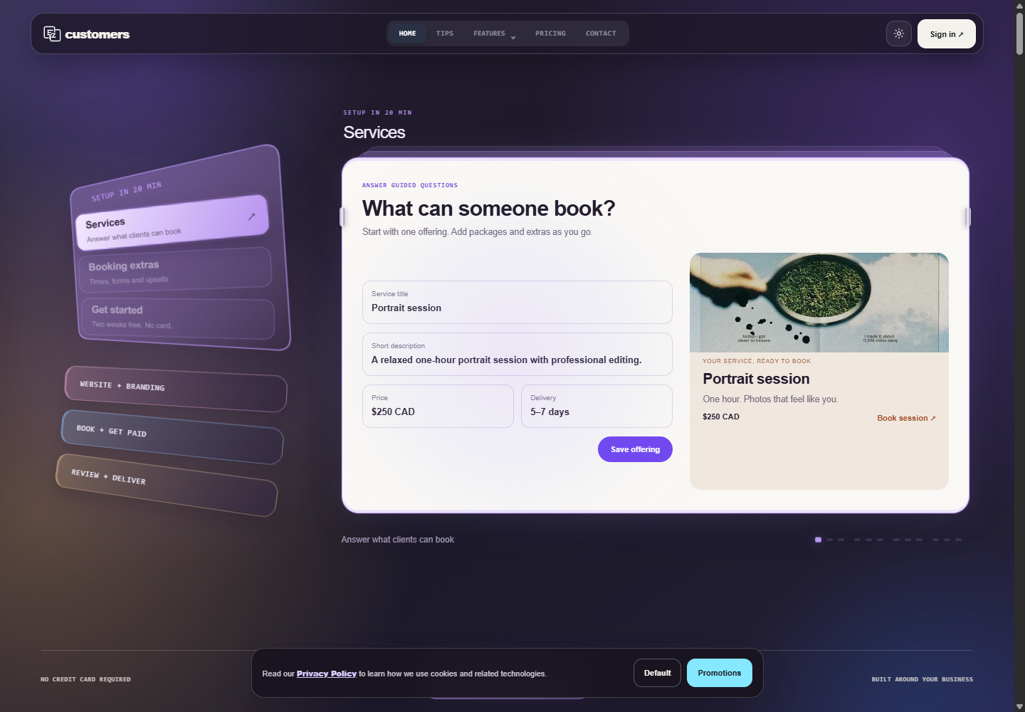 Updated EZ Customers homepage showing the guided service setup experience