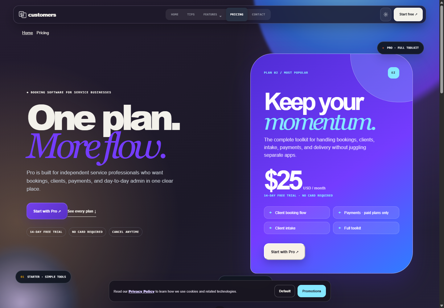 EZ Customers pricing page